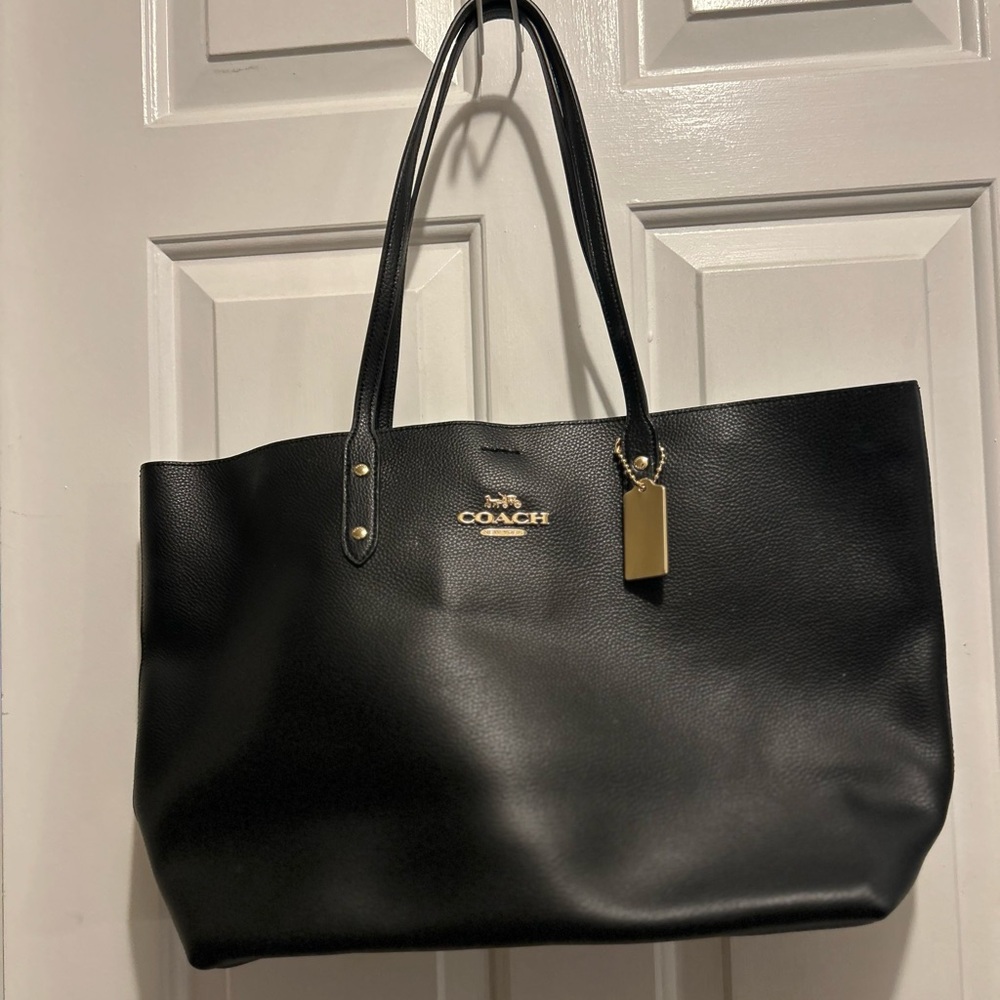 Coach Black Tote with Gold Accents